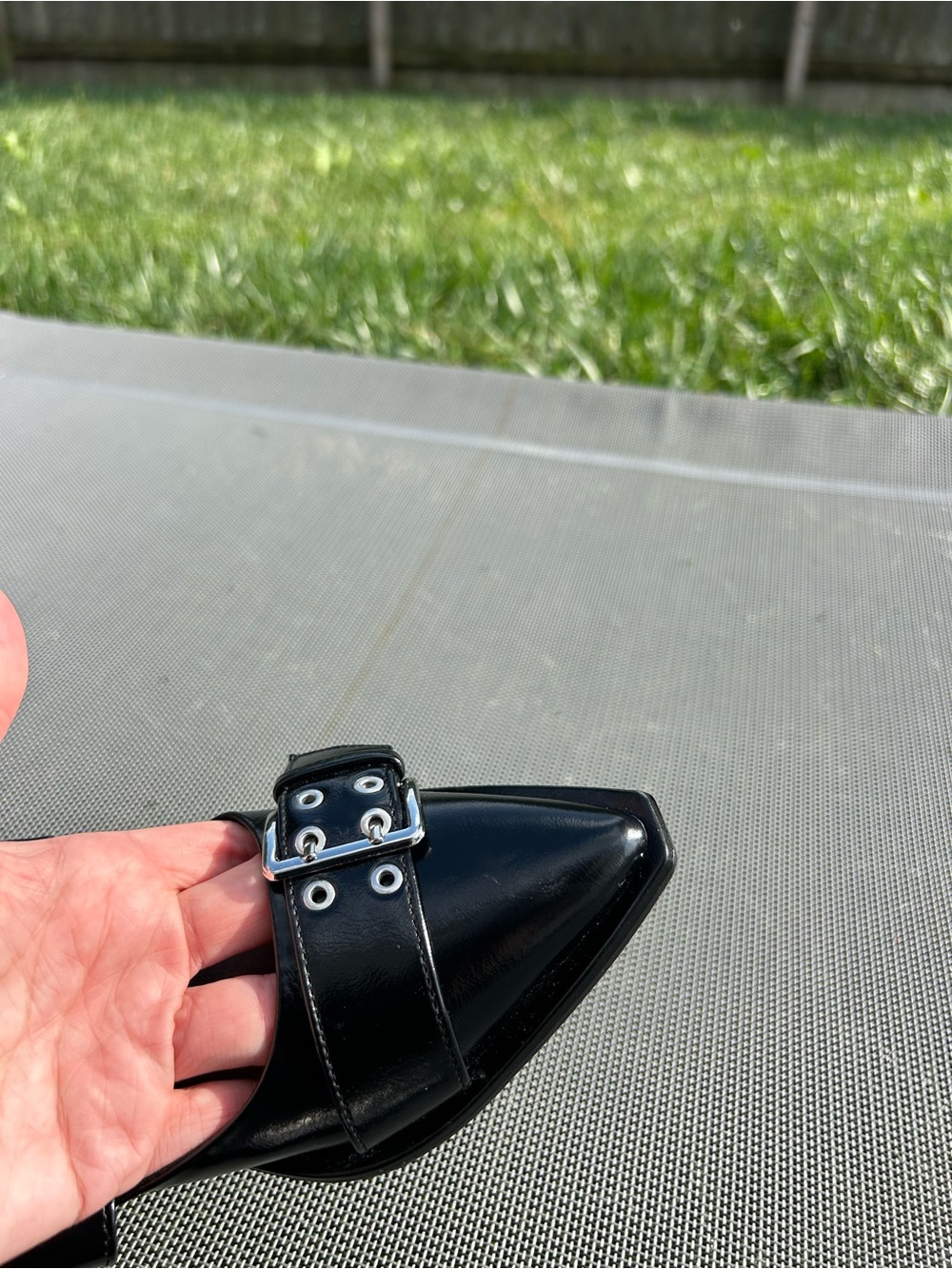 Size 7 Peyton Double Buckle black Slingback Flats by wild fable alt alternative - Picture 6 of 10